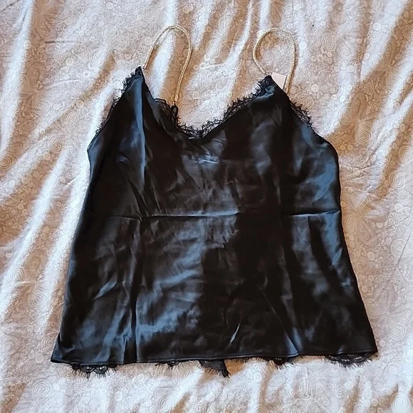 NWT Victoria's Secret: Lace-Back Cami w/ sparkle straps, Black, Small - Picture 8 of 11